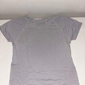 Athleta Striped Short Sleeve Tee - Black and White